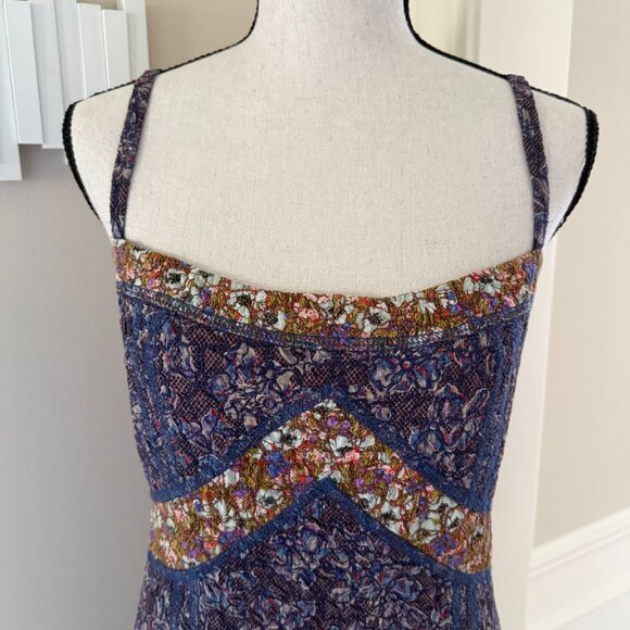 Vintage 90s Y2K Gregory Parkinson Purple Patchwork Quilt Midi Dress Size 8 - Picture 2 of 9